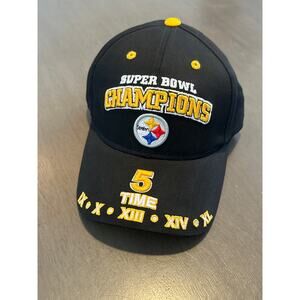 NWT PITTSBURGH STEELERS 5X TIME WINNING SUPER BOWL CHAMPIONS CAP/HAT-SPORTS-NFL